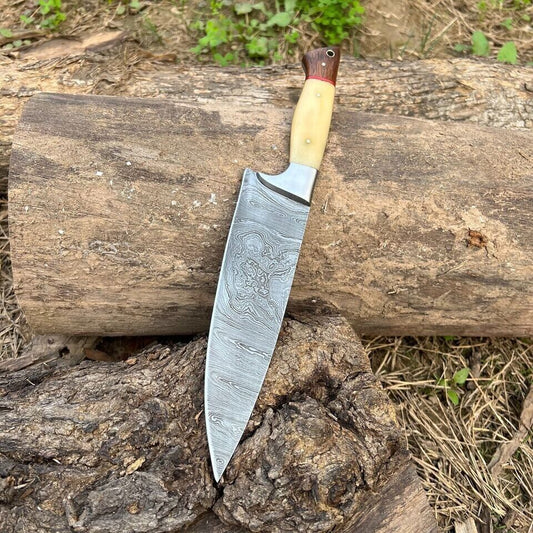 Unique Handmade Damascus Steel Gut Hook Knife – Outdoor & Tactical Use