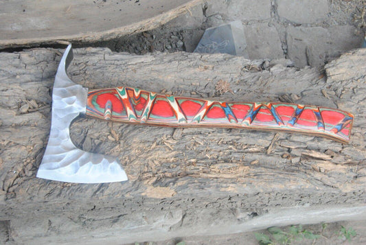 Hand Forged Viking Tomahawk Throwing Axe 17 Inch High Carbon Steel with Walnut Wood Handle and Leather Sheath