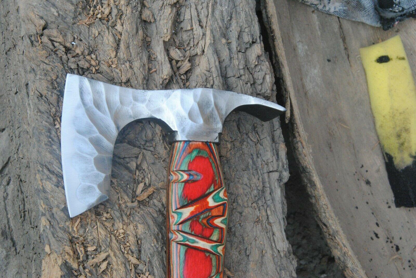 Hand Forged Viking Tomahawk Throwing Axe 17 Inch High Carbon Steel with Walnut Wood Handle and Leather Sheath