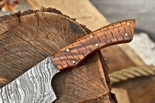Custom Clever Chopper Chef Knife – Fire Damascus Blade with Pakka Wood Handle
