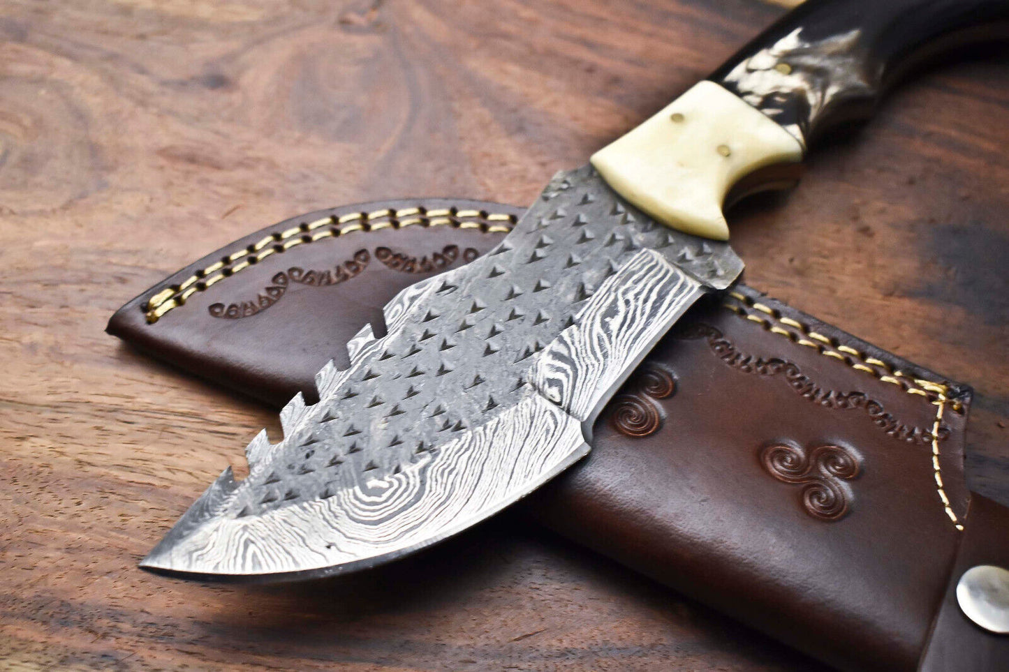Rare Handmade Damascus Tracker Knife | Full Tang Camping & Hunting Blade