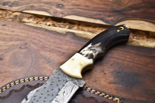 Rare Handmade Damascus Tracker Knife | Full Tang Camping & Hunting Blade