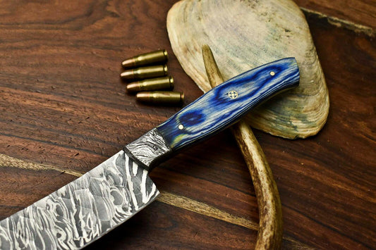 Handmade Damascus Steel Chef Kitchen Full Tang Knife with Hardwood Handle