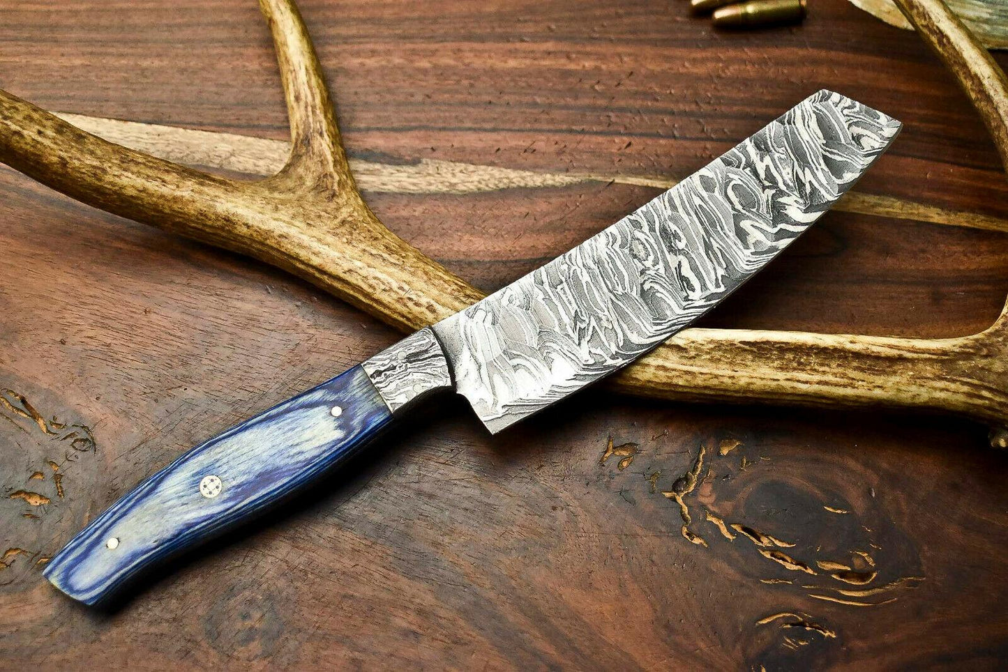 Handmade Damascus Steel Chef Kitchen Full Tang Knife with Hardwood Handle