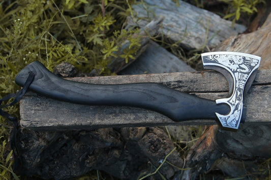 Viking Axe, Custom Gift Forged Carbon Steel Bearded Camping Hatchet