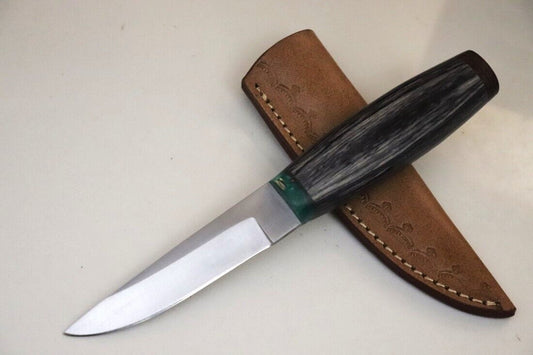 D2 Tool Steel Hunting Skinner Knife – 4.5" Blade with Hardwood Handle & Leather Sheath