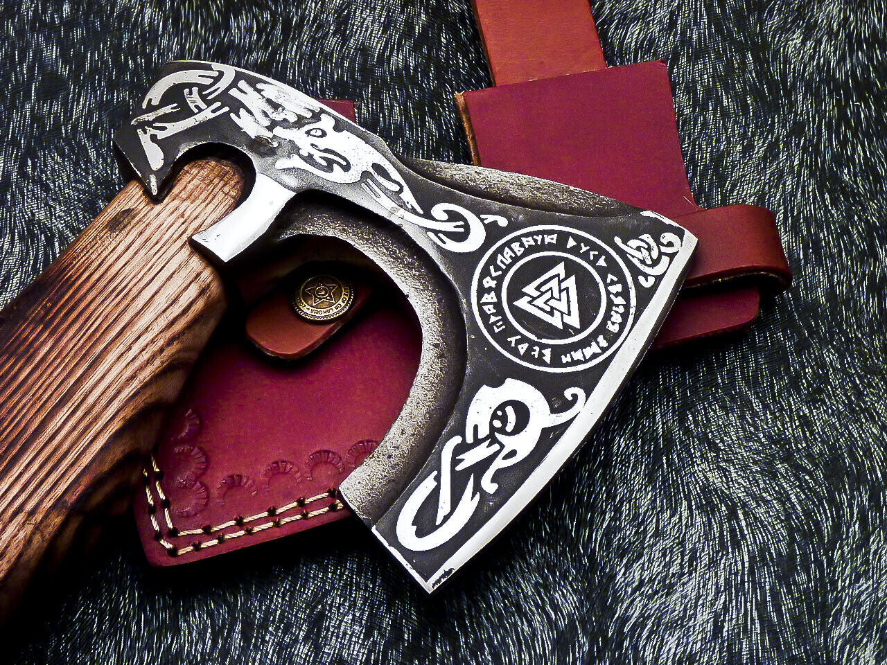 Custom Hand Forged Steel Viking Bearded Camping Axe – TOMAHAWK Hatchet with Leather Sheath