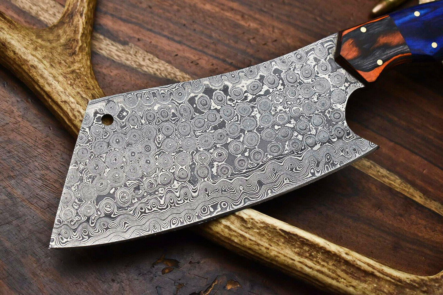 Custom Handmade Damascus Steel Chef Chopper Knife – Full Tang Kitchen Blade