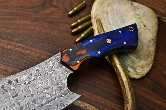 Custom Handmade Damascus Steel Chef Chopper Knife – Full Tang Kitchen Blade