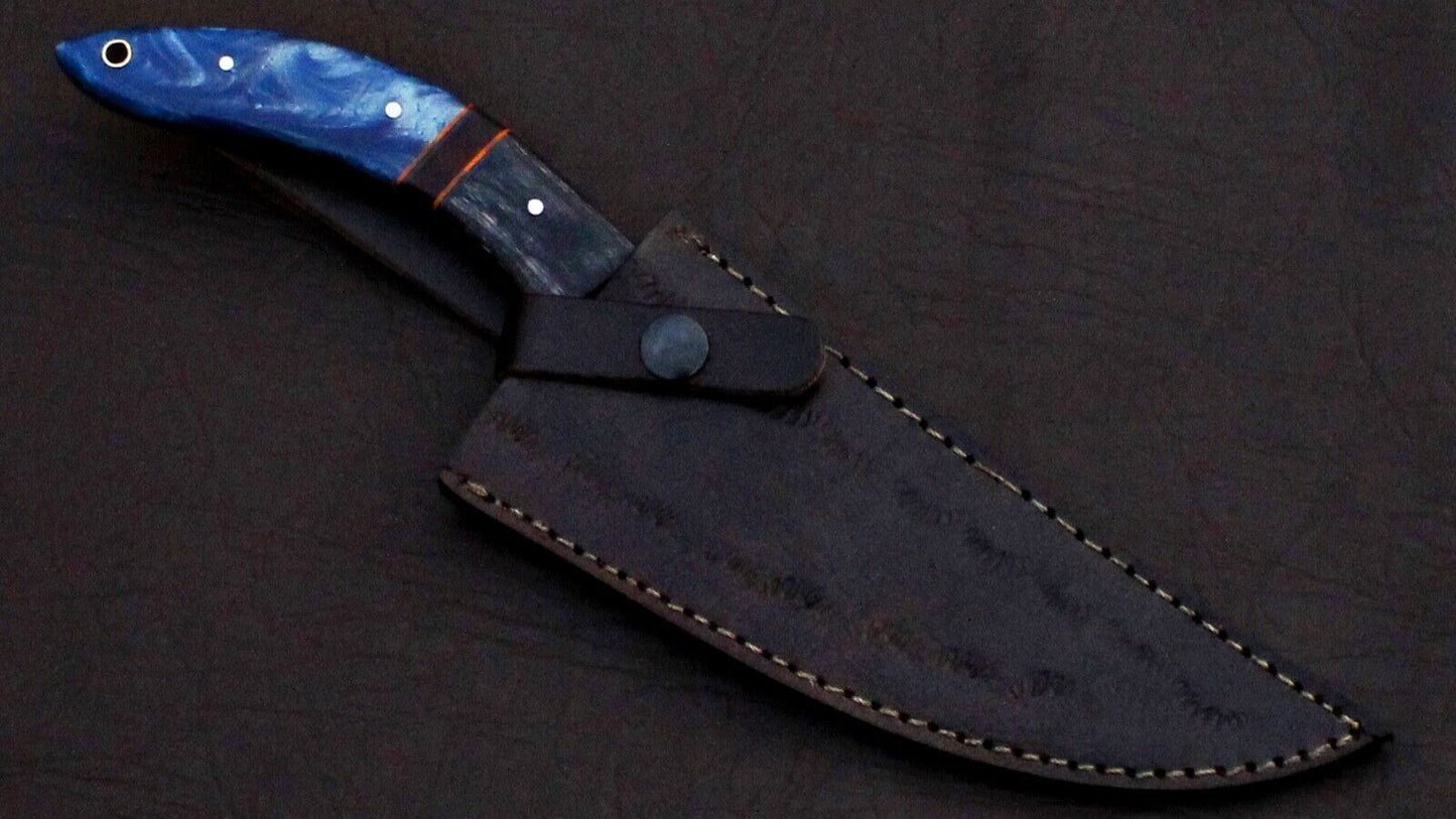 12" Custom Handmade D2 Tool Steel Skinner Knife with Leather Sheath – Hunting & Outdoor