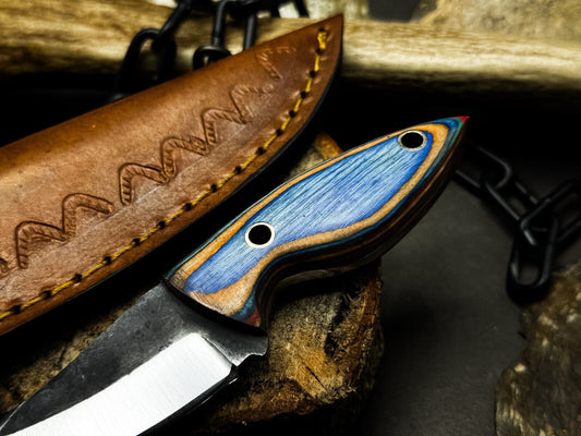 8.25" Hand-Forged 1095 Carbon Steel Skinner Knife Blank – Full Tang with Leather Sheath