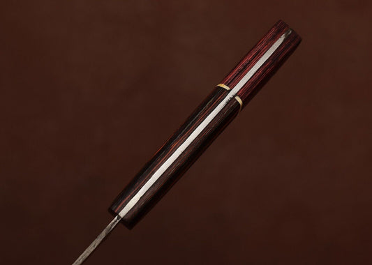 Premium Full Tang Damascus Steel Chef Fillet Knife | Handmade Kitchen Knife with Pakka Wood Handle & Leather Sheath