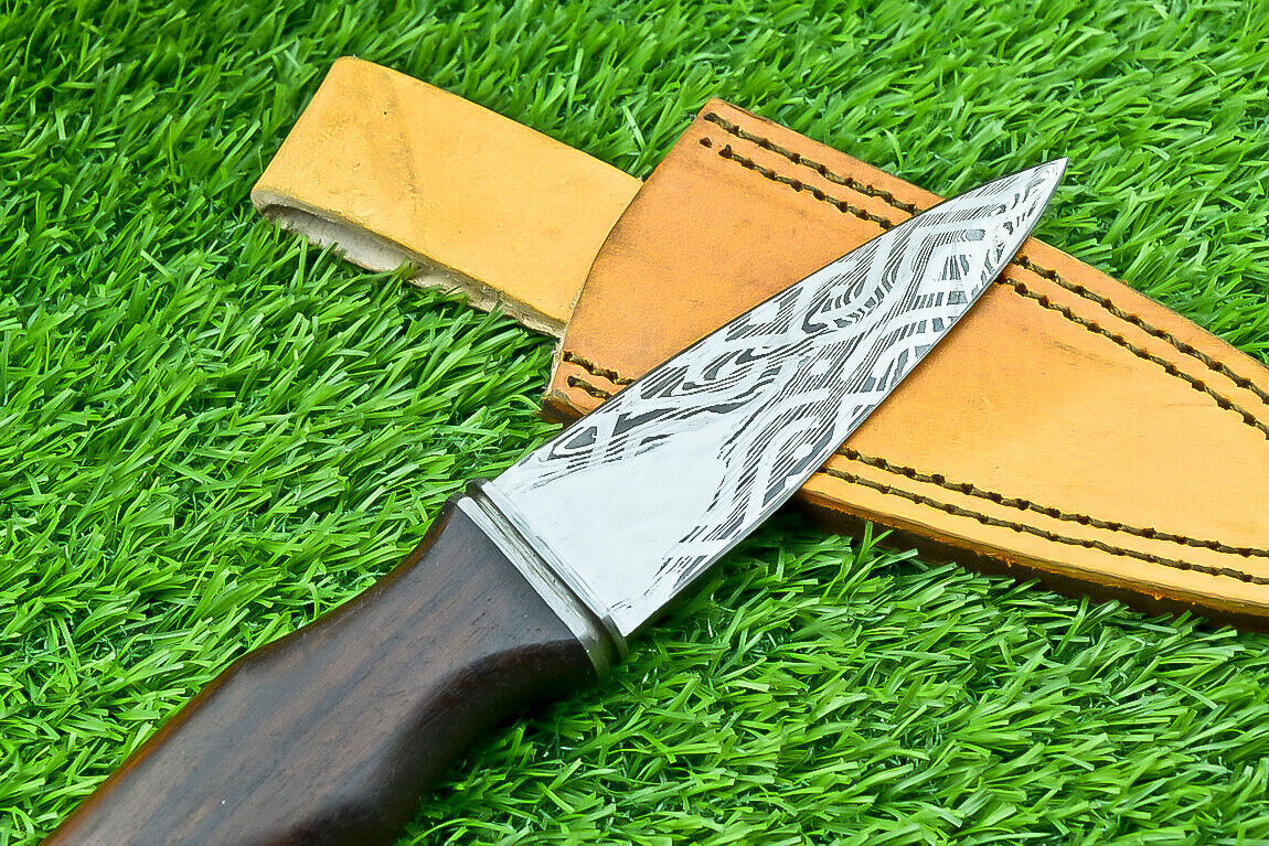 9 Inch Damascus Steel Dagger Knife with Natural Wood Handle