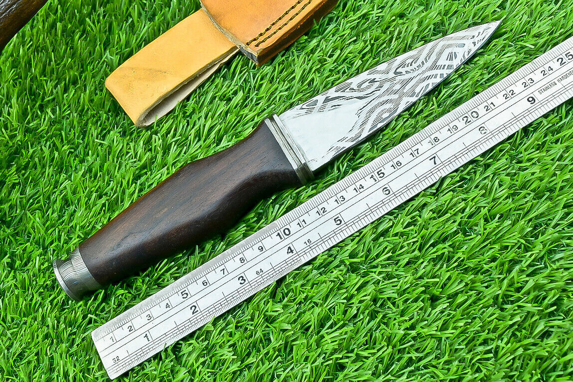 9 Inch Damascus Steel Dagger Knife with Natural Wood Handle