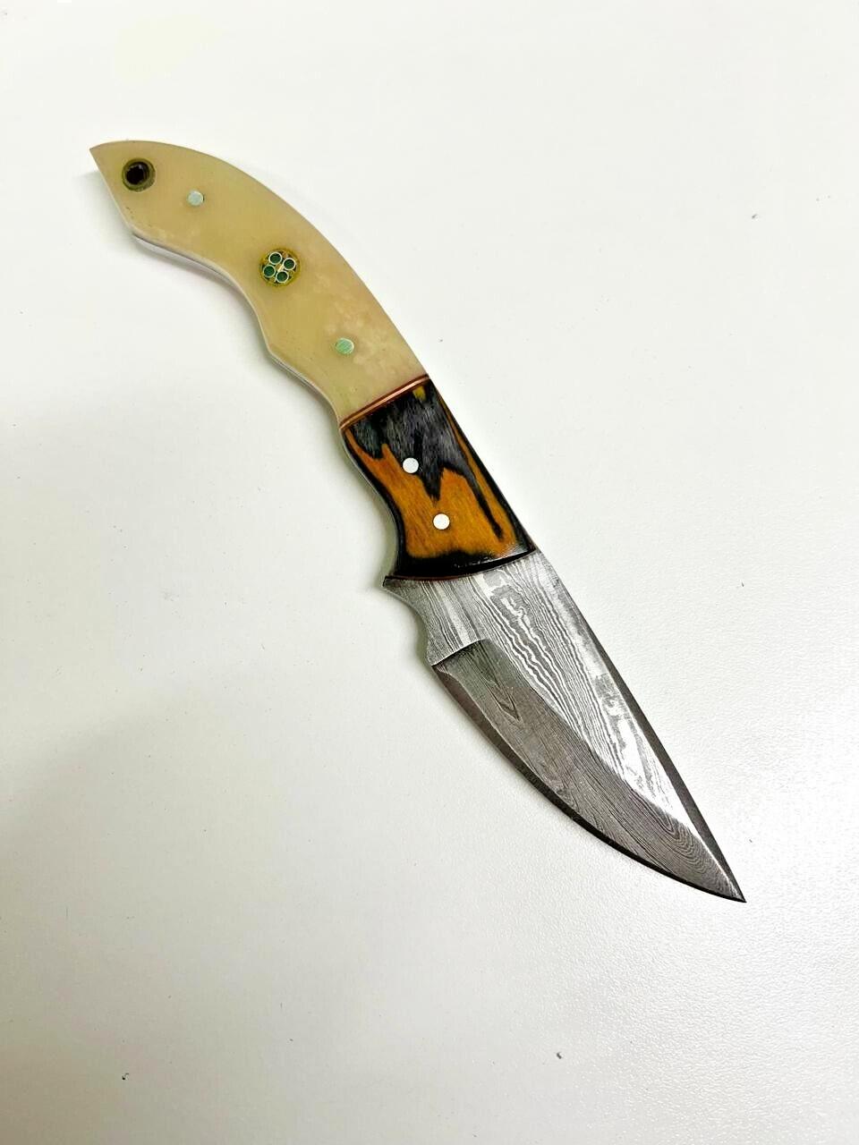 Handmade Skinner Knife – 4″ Stainless Steel Blade with Bone Handle & Leather Sheath