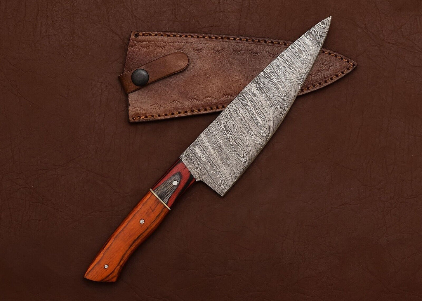 Premium Handmade Damascus Steel Fillet & Chef Knife with Ergonomic Pakka Wood Handle