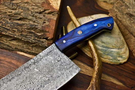 Custom Handmade Damascus Steel Chef Chopper Knife – Full Tang Kitchen Knife