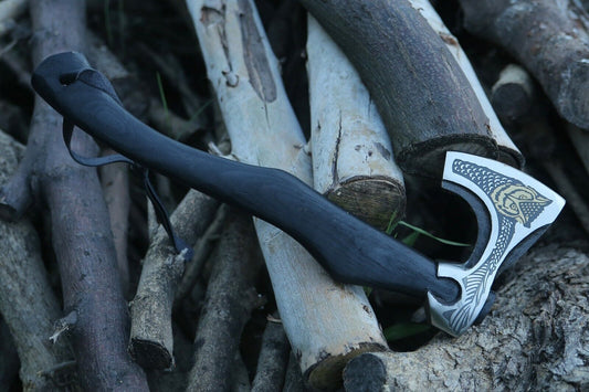 Viking Axe – Custom Gift Forged Carbon Steel Bearded Tomahawk Camping Hatchet