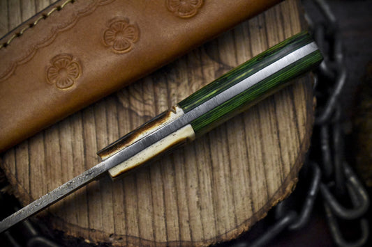 Twist Damascus Forged Skinner Knife Hardwood Handle 8.0" Razor Sharp Camping Tool