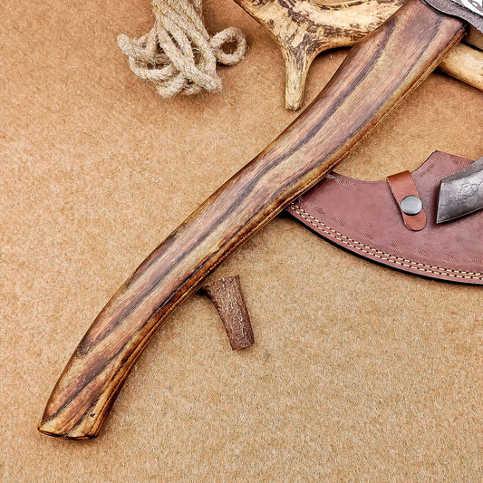 Custom Hand Forged Viking Valhalla Axe 18 Inch with Natural Wood Handle