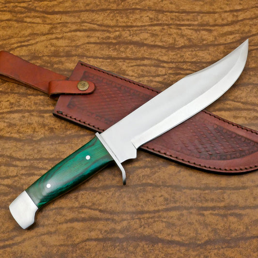 Hand-Forged D2 Bowie Knife | 12-Inch Blade with Pakka Wood Handle