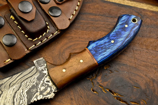 10.0" Custom Handmade Damascus Blade Tracker Full Tang Knife | Hardwood Handle