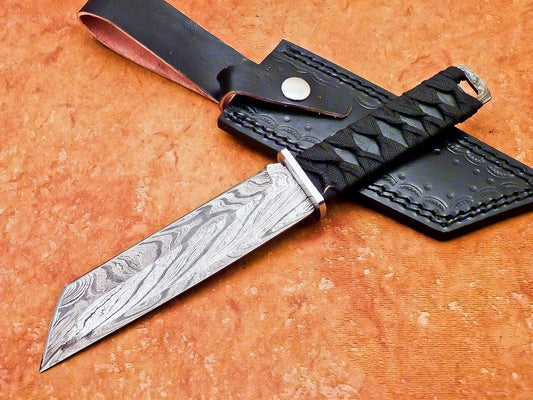 Heritage Forge 10.5" Custom Damascus Steel Hunting Knife with Paracord Handle