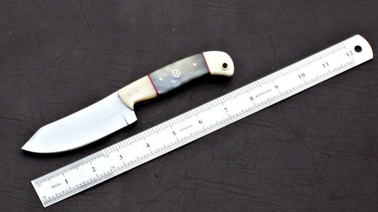 Handmade D2 Tool Steel Skinner Knife – Full Tang Hunting & EDC with Leather Sheath