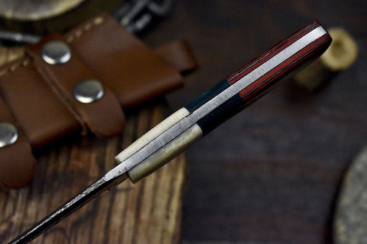 Twist Damascus Skinner Knife with Hard Wood Handle Razor Sharp for Hunting