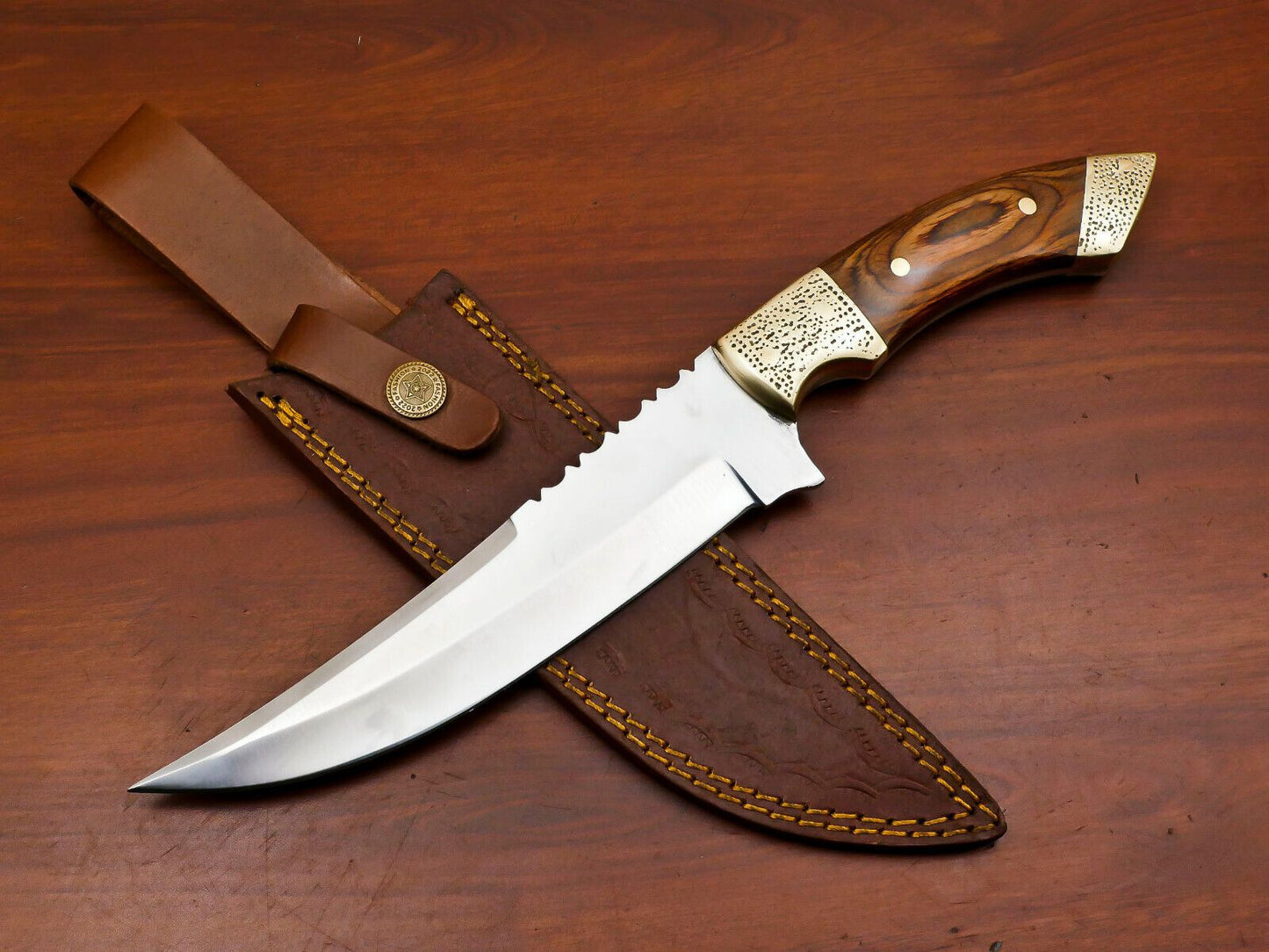 Handmade 12 Inch D2 Steel Blade Full Tang Bowie Hunting Knife – Pakka Wood Handle