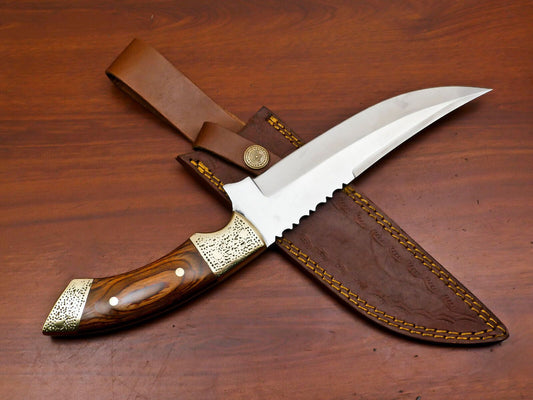 Handmade 12 Inch D2 Steel Blade Full Tang Bowie Hunting Knife – Pakka Wood Handle
