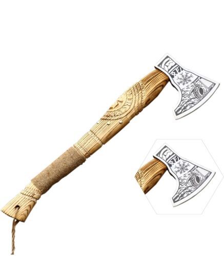 Handmade Viking Axe Custom Norse Axe Camping Hatchet Ragnar Gift with Leather Sheath