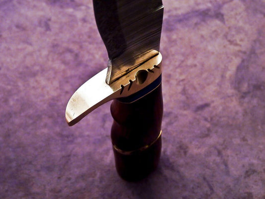Damascus Steel Bowie Knife with Natural Wood Handle