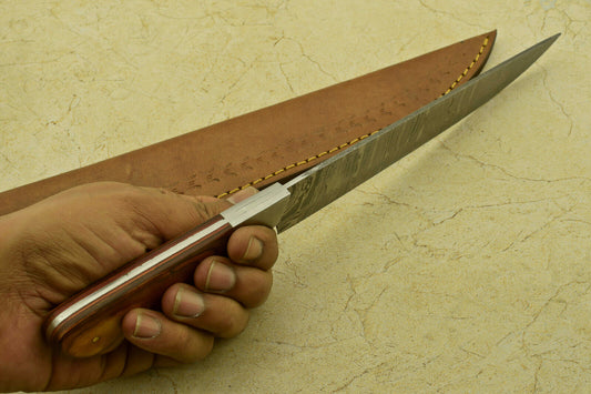 Custom Handmade Forged Damascus Steel Chef Kitchen Knife with Pakka Wood Handle – 13" Professional Chef Knife