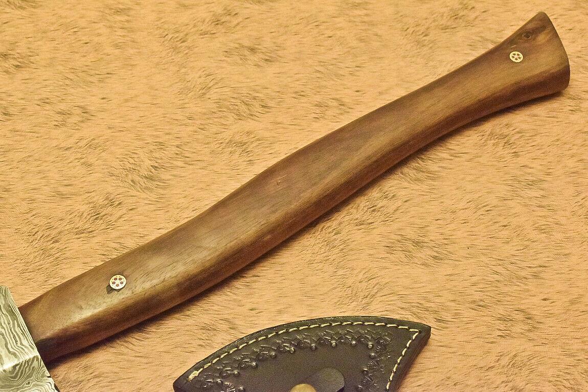 Custom Hand Forged Damascus Pipe Tomahawk Knife With Walnut Wood Handle