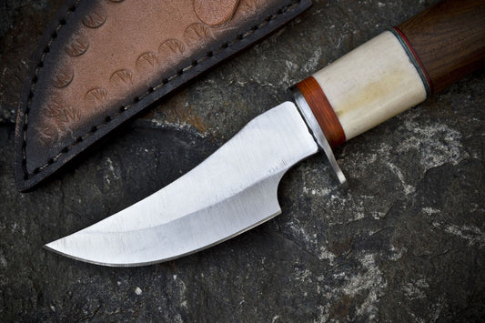 8" Hot Item Skinner Knife | ATS-34 Steel Blade | Bone & Wood Handle with Steel Guard
