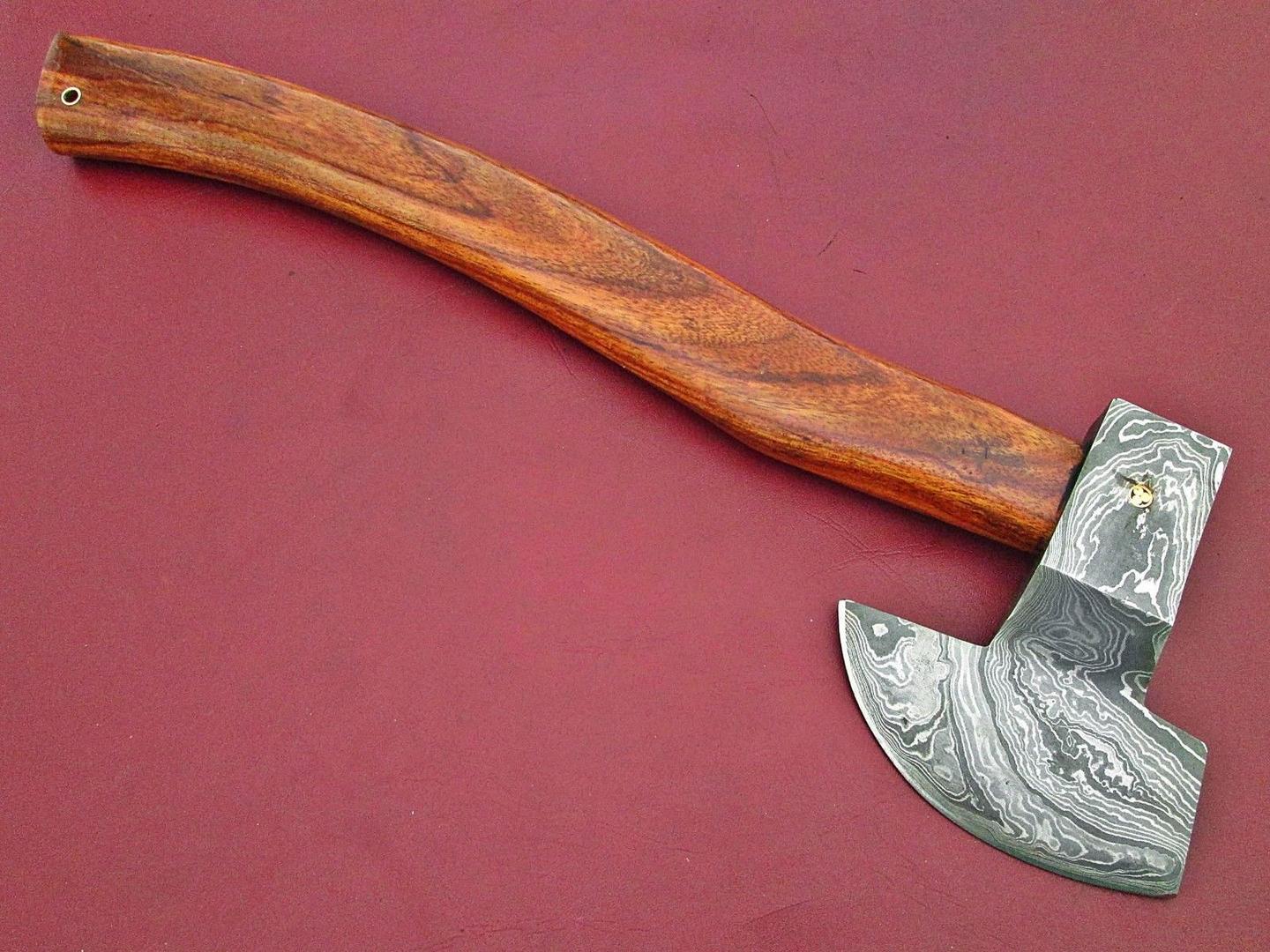 Custom Handmade 15-Inch Damascus Steel Axe With Walnut Wood Handle