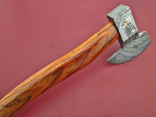 Custom Handmade 15-Inch Damascus Steel Axe With Walnut Wood Handle