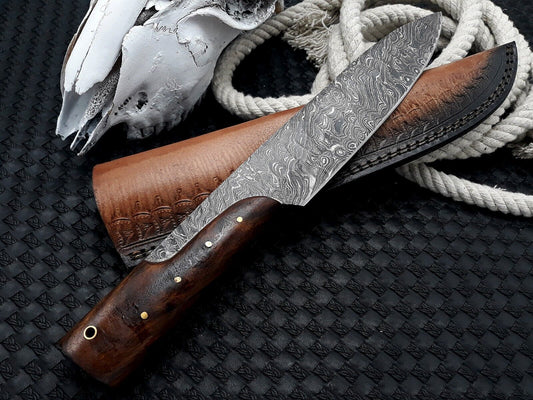 Custom Handmade Forged Damascus Steel Kitchen Chef Knife Camping Hunting Knife