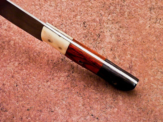 12" Handmade Professional Damascus Steel Chef Knife with Bone & Wood Handle + Sheath