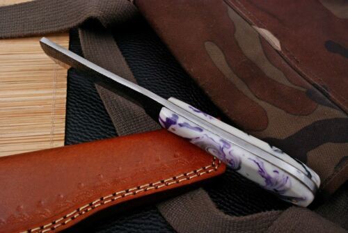 8" Hand Forged Railroad High Carbon Steel Cowboy Bull Cutter Hunting Knife | Resin Handle & Leather Sheath