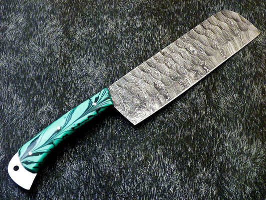 12" Professional Kitchen Chef Chopper Knife – Handmade Damascus Steel Blade with Resin Handle