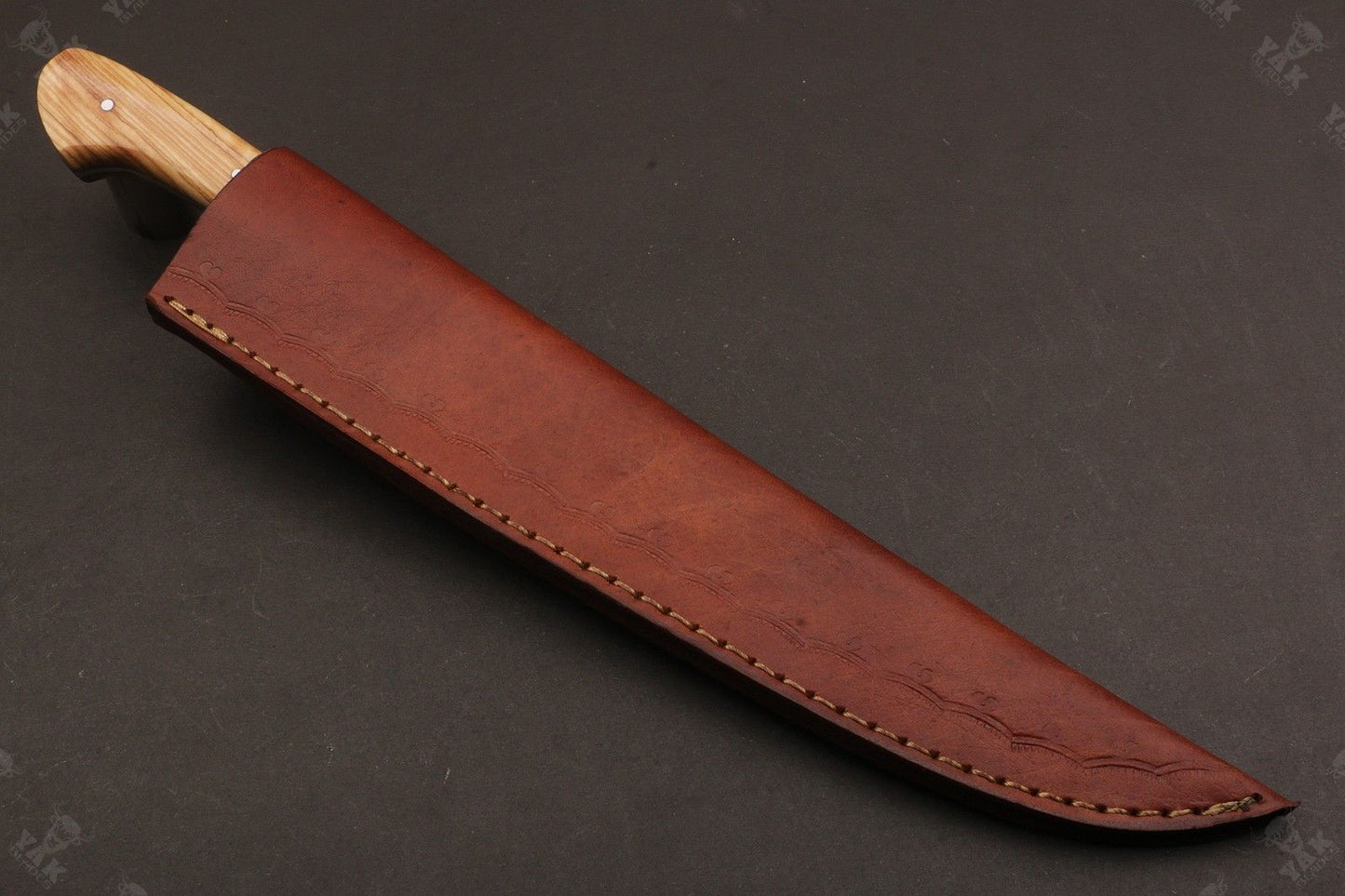 13.5" Handmade Damascus Fillet Knife Fire Damascus Steel Fillet Knife With Leather Sheath