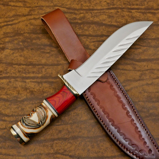 Custom Handmade D2 Steel Bowie Knife – 12-Inch Hunting & Camping Survival Blade