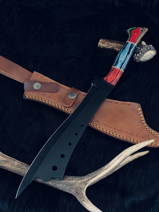 16.5 Inch Handmade D2 Steel Machete Knife with Camel Bone and Wood Handle