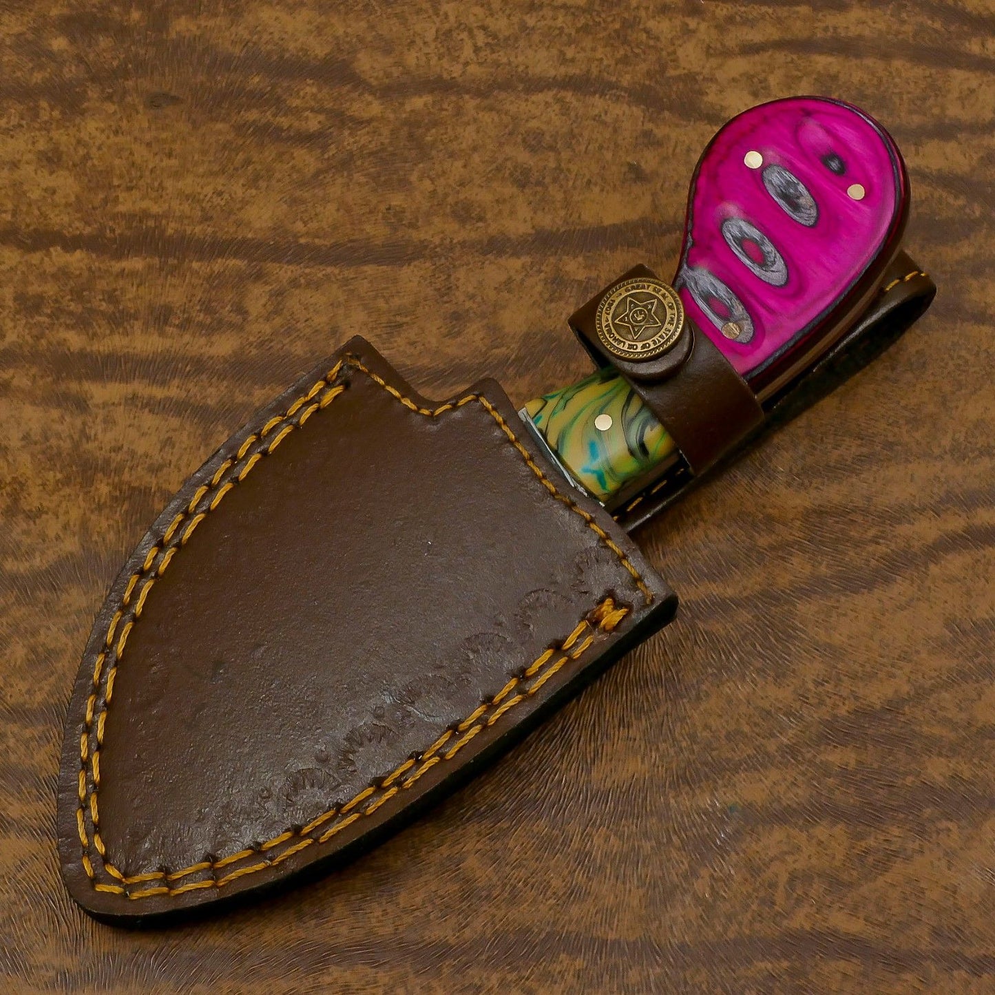 Damascus Gut Hook Skinner Hunting Knife Handmade Fixed Blade Camping Tool