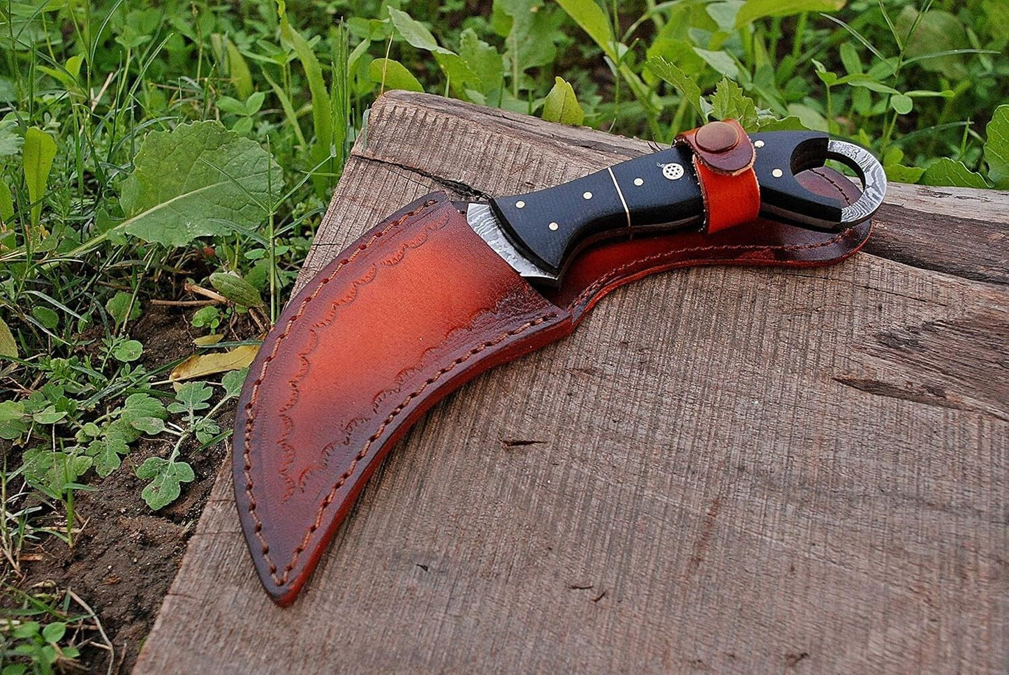 9” Handmade Damascus Karambit Knife Best Damascus Hunting Knife With Leather Sheath