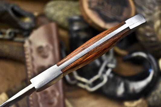 9" Custom Skinner Knife | ATS-34 Steel Blade | Hard Wood Handle with Steel Bolster