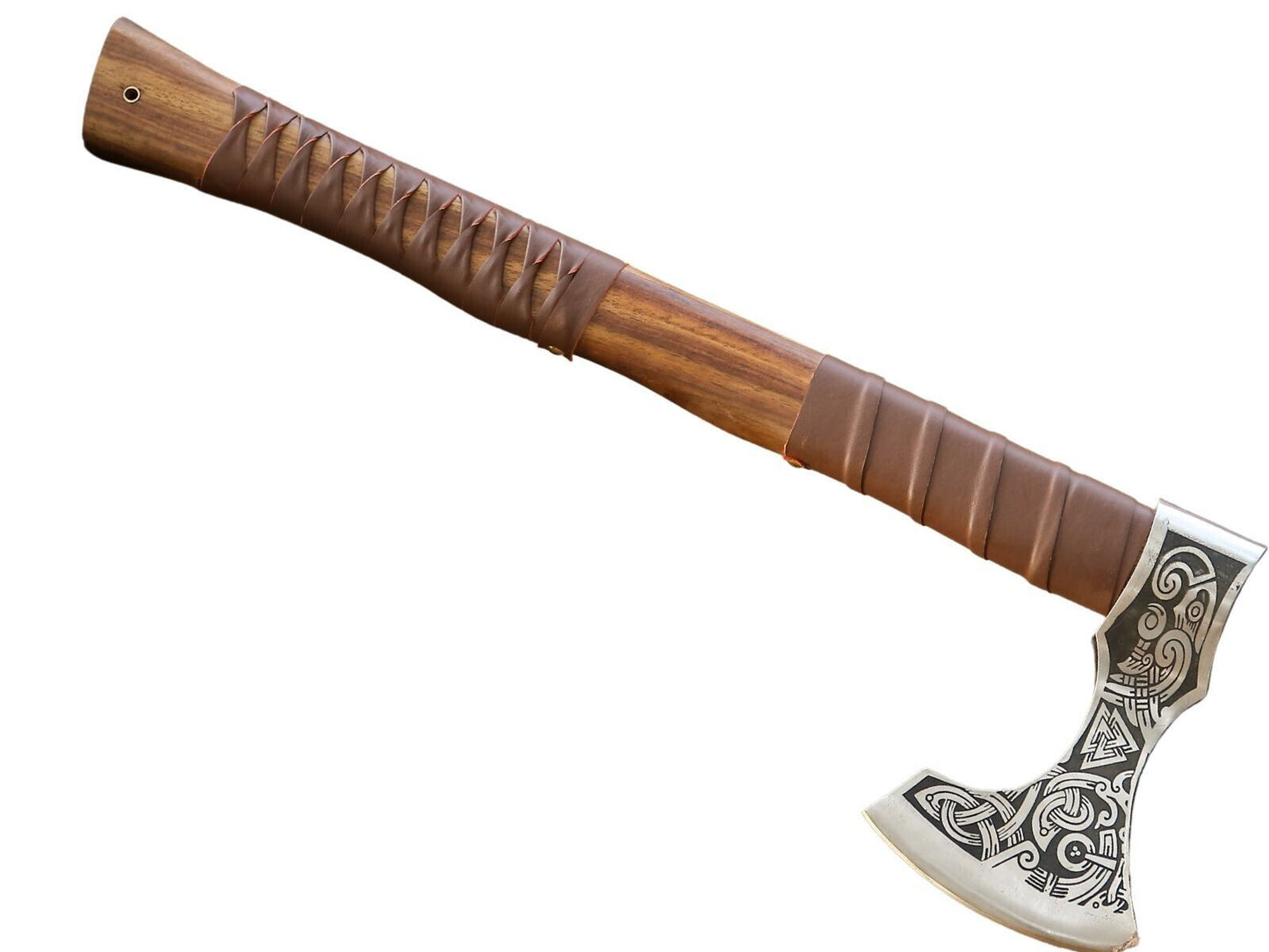 Custom Gift Forged Handmade Carbon Steel Viking Axe – Camping Hatchet with Leather Sheath