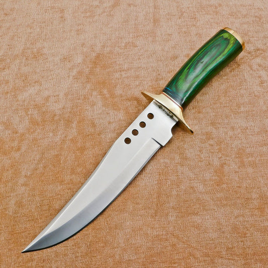 Custom Handmade D2 Drop Point Full Tang Bowie Hunting Knife – Fixed Blade & Pakka Wood Handle